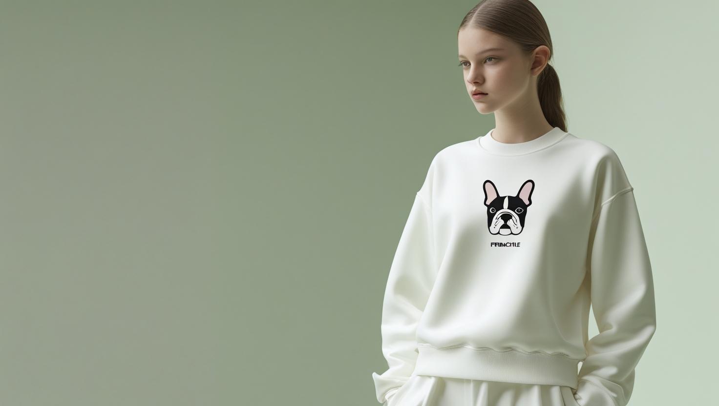 Classic White Sweatshirt Featuring Frenchie Bulldog Design