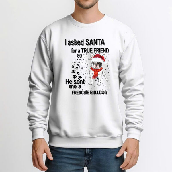 I Asked Santa For A True Friend So He Sent Me A French Bulldog T-Shirt True Friend Frenchie Tee